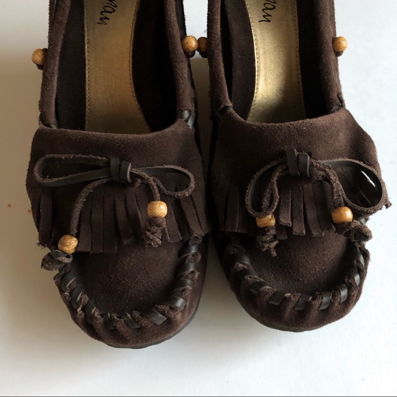 Sam Edelman Angelina Suede Moccasins Wedges 7.5 - Picture 4 of 7